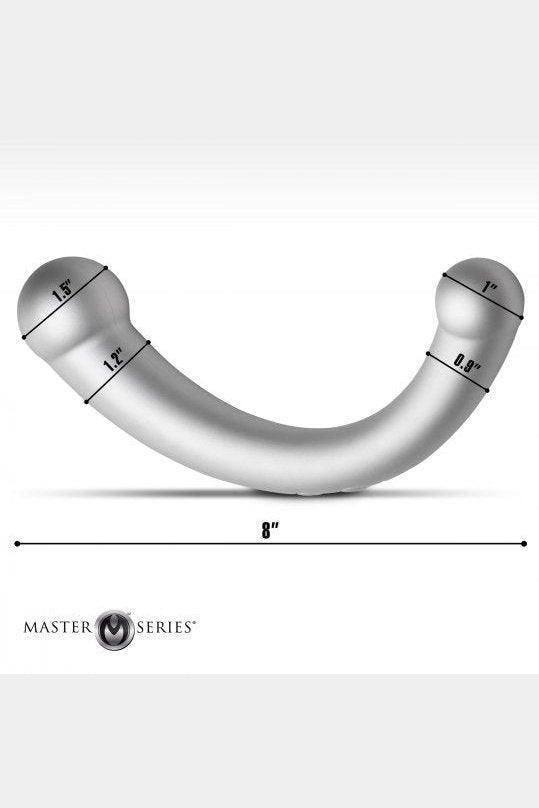 10X Vibra-Crescent Vibrating Silicone Dual-Ended Dildo - Silver - Sex On the Go