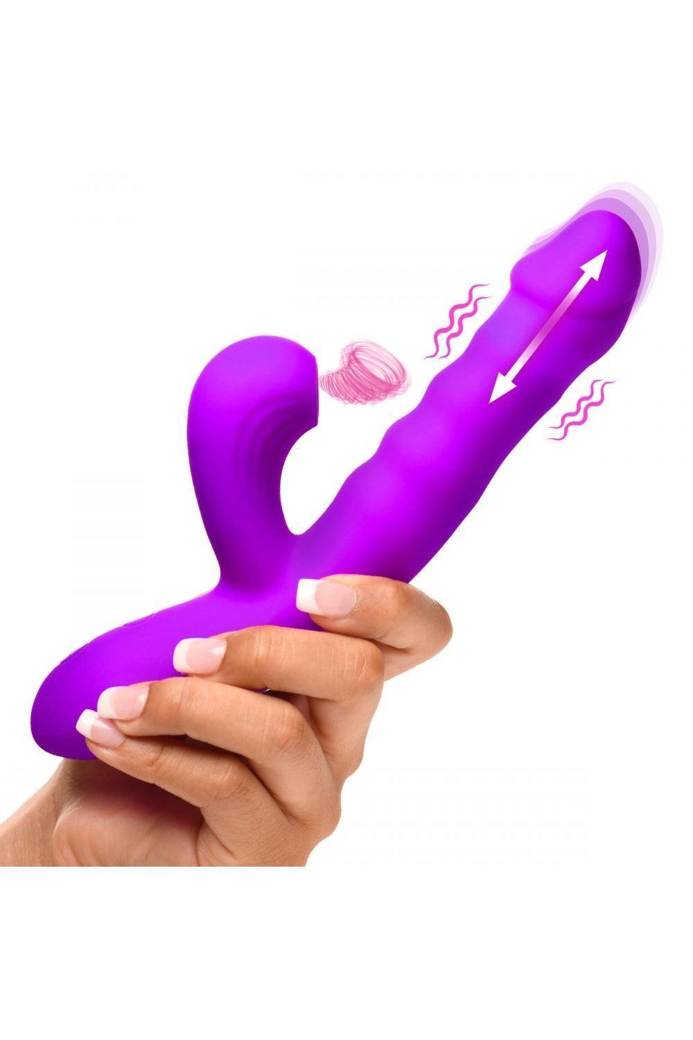 Thrusting and Sucking Silicone Rabbit Vibrator Sex On the Go Thrusting and Sucking Silicone Rabbit Vibrator Sex On the Go