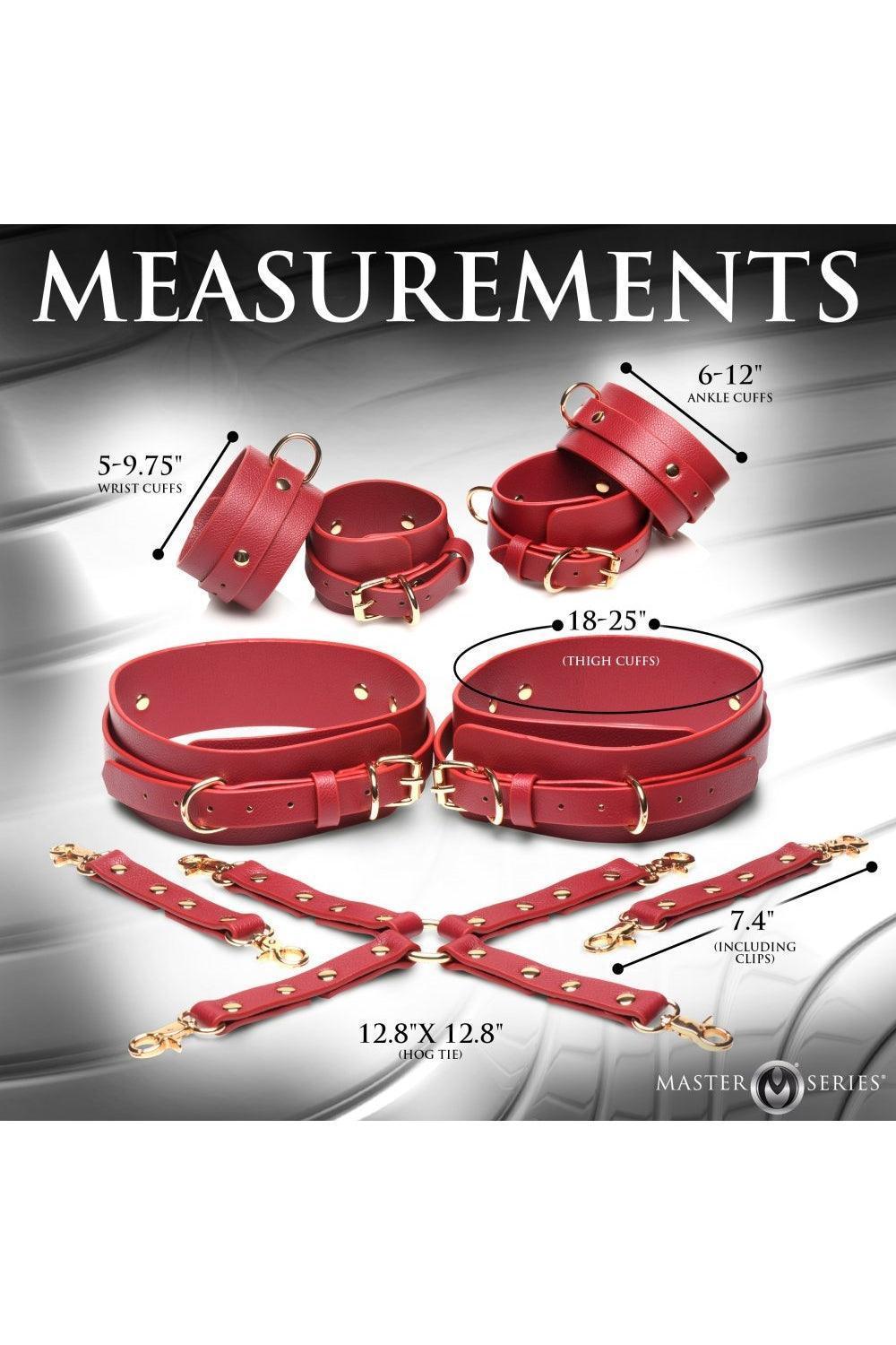Crimson Captive Thigh, Wrist and Ankle Hog Tie Restraints - Sex On the Go
