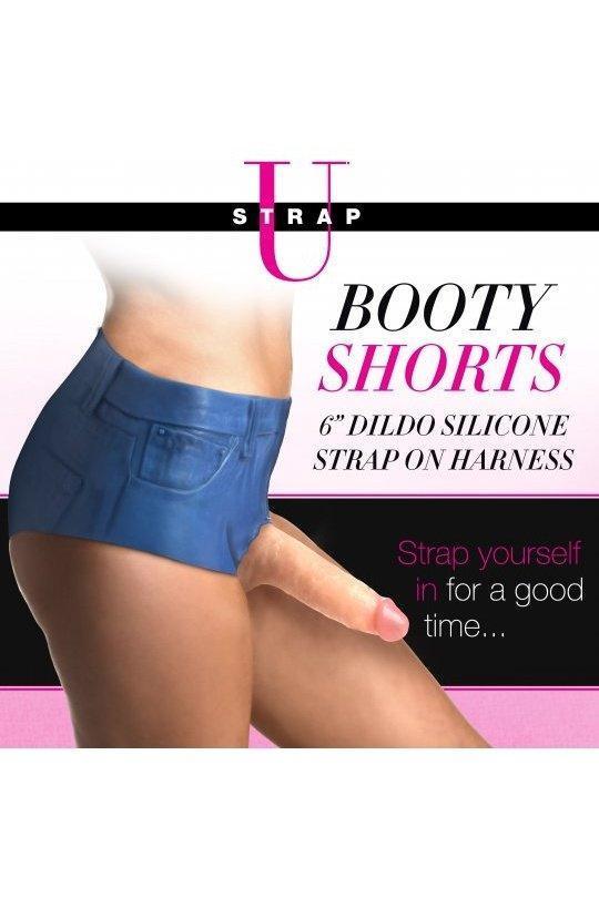 Booty Shorts 6 Inch Dildo Silicone Strap On Harness - Small - Sex On the Go