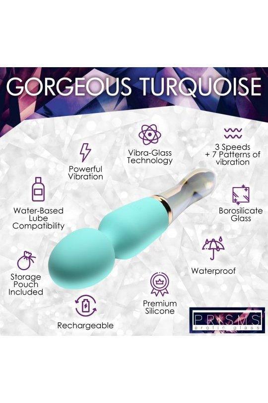 10X Turquoise Dual Ended Silicone and Glass Wand - Sex On the Go