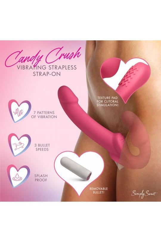 Candy Crush - Pink Vibrating Strapless Strap-On - Sex On the Go