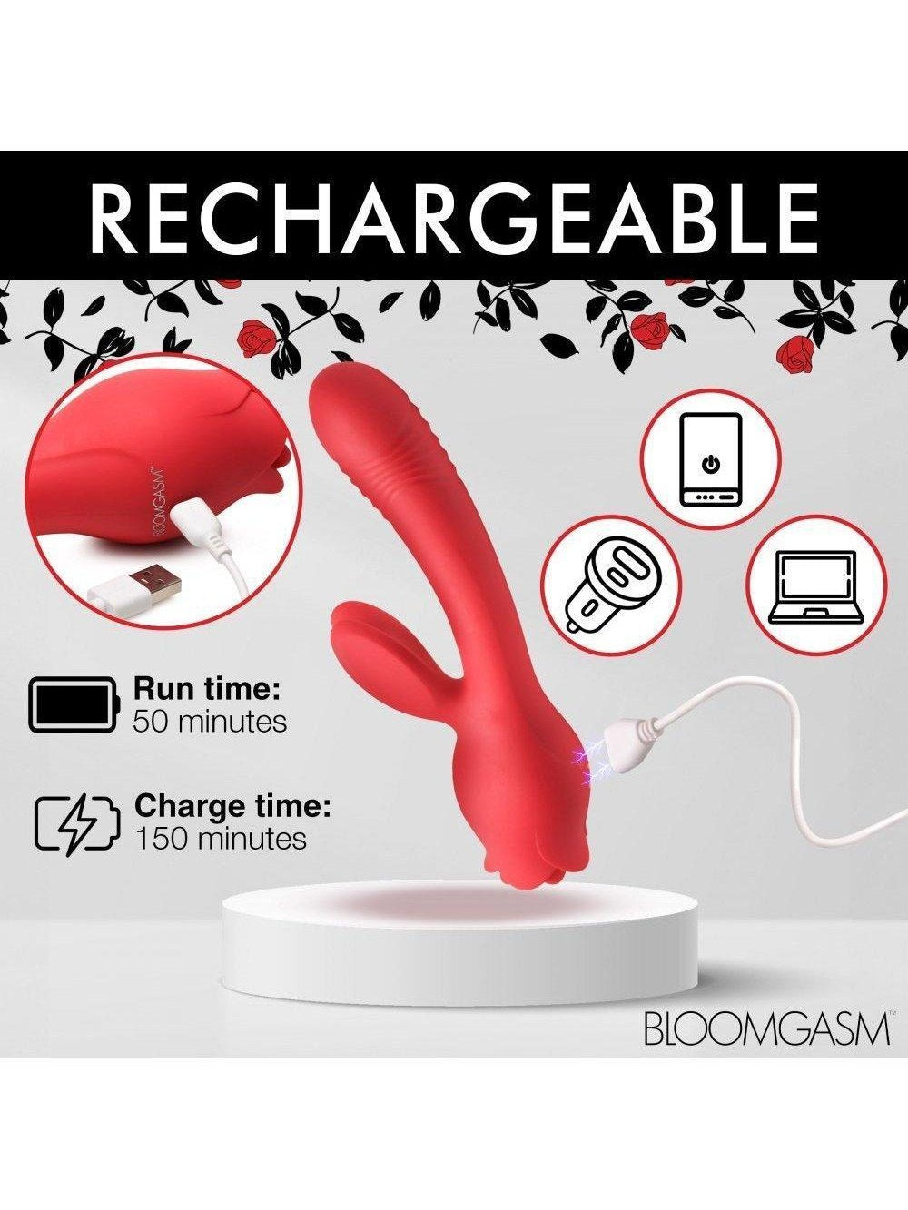 Blooming Bunny Sucking and Thrusting Silicone Rabbit Vibrator - Sex On the Go