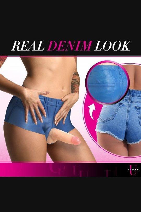 Booty Shorts 6 Inch Dildo Silicone Strap On Harness - Small - Sex On the Go