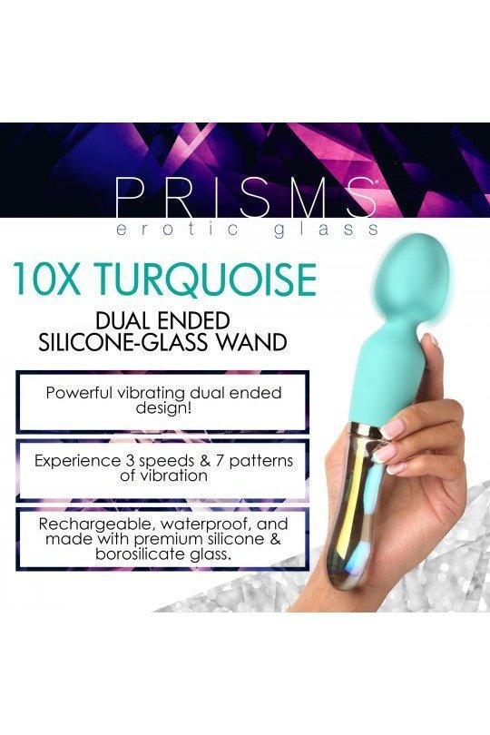 10X Turquoise Dual Ended Silicone and Glass Wand - Sex On the Go