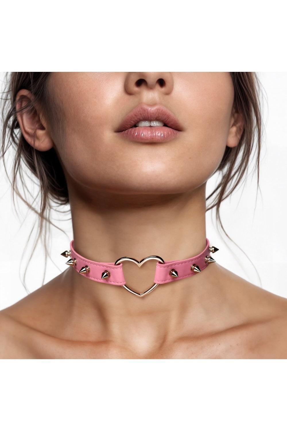 Spiked Heart Choker - Black or Pink - Sex On the Go