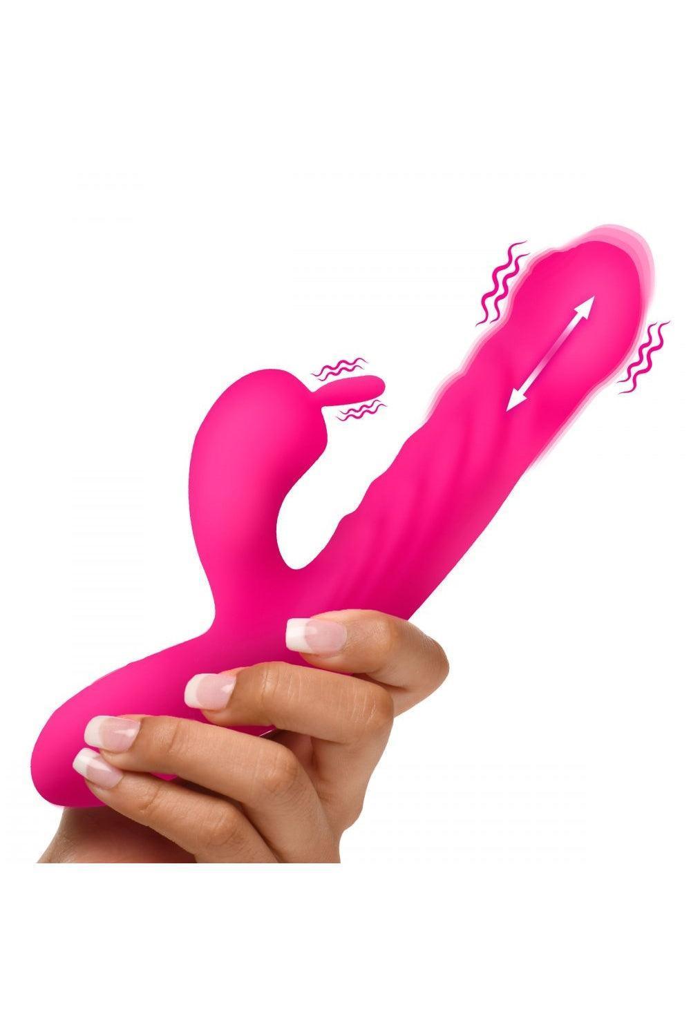 Thrusting and Vibrating Silicone Rabbit Vibrator Sex On the Go Thrusting and Vibrating Silicone Rabbit Vibrator Sex On the Go