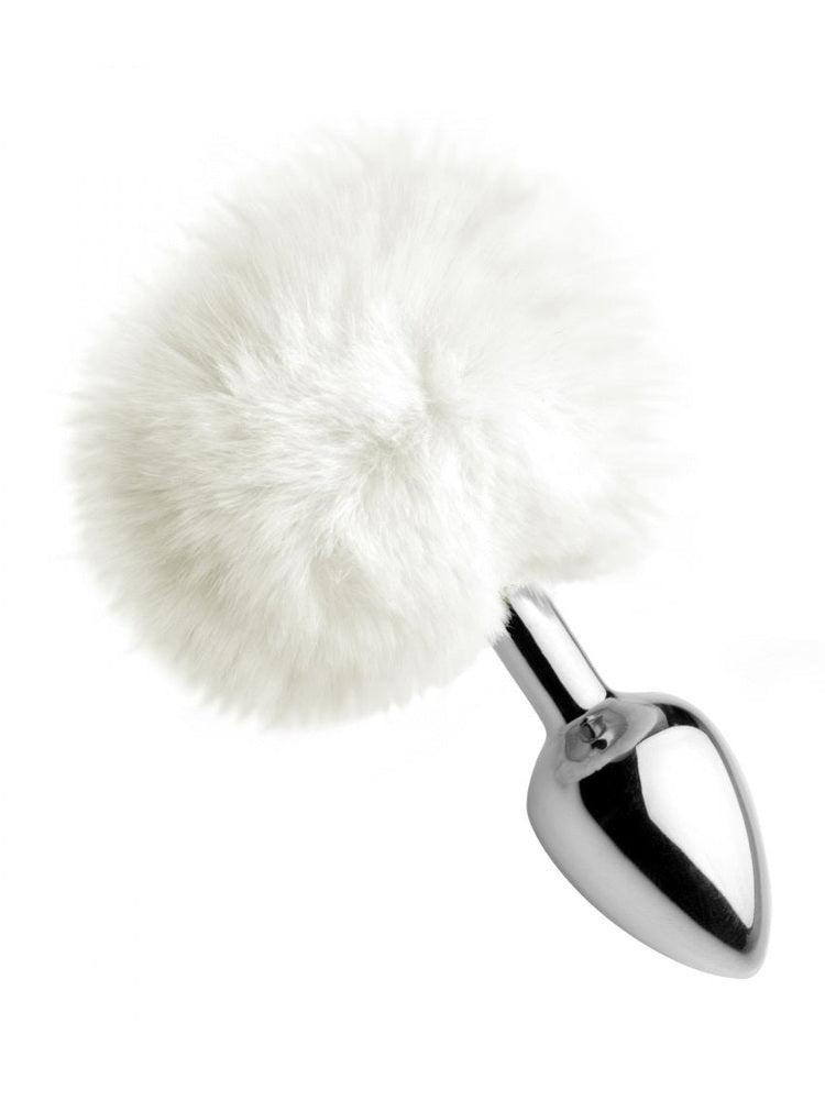 White Fluffy Bunny Tail Anal Plug - Sex On the Go