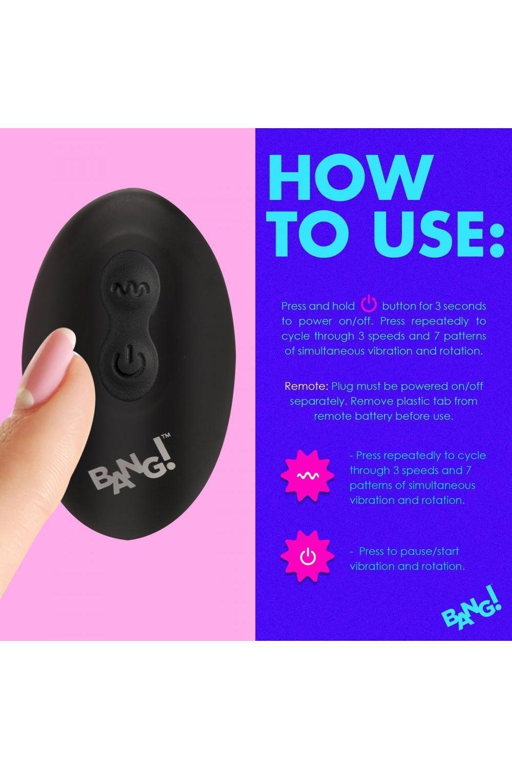 Rotating and Vibrating Silicone Butt Plug - Black - Sex On the Go