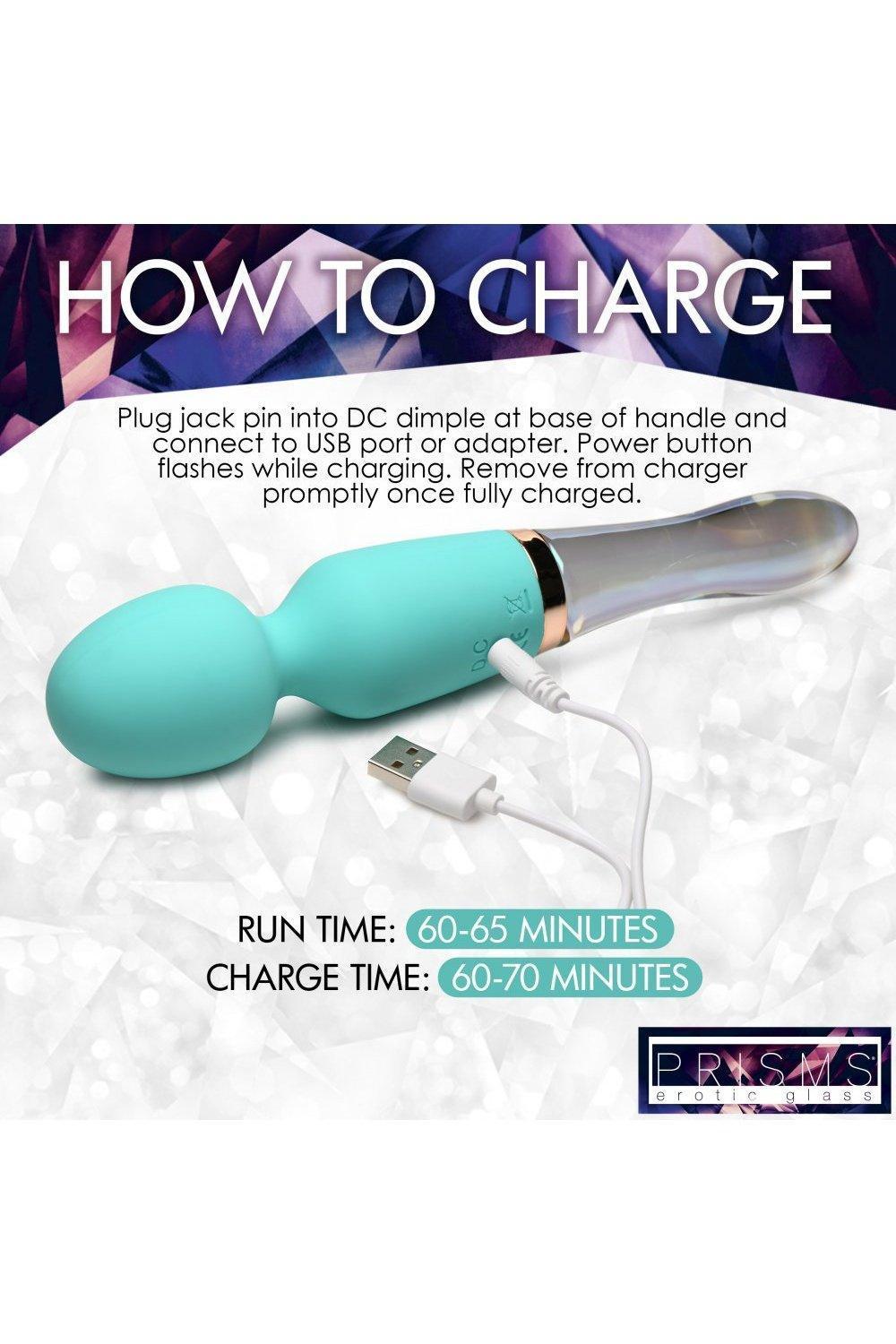 10X Turquoise Dual Ended Silicone and Glass Wand - Sex On the Go
