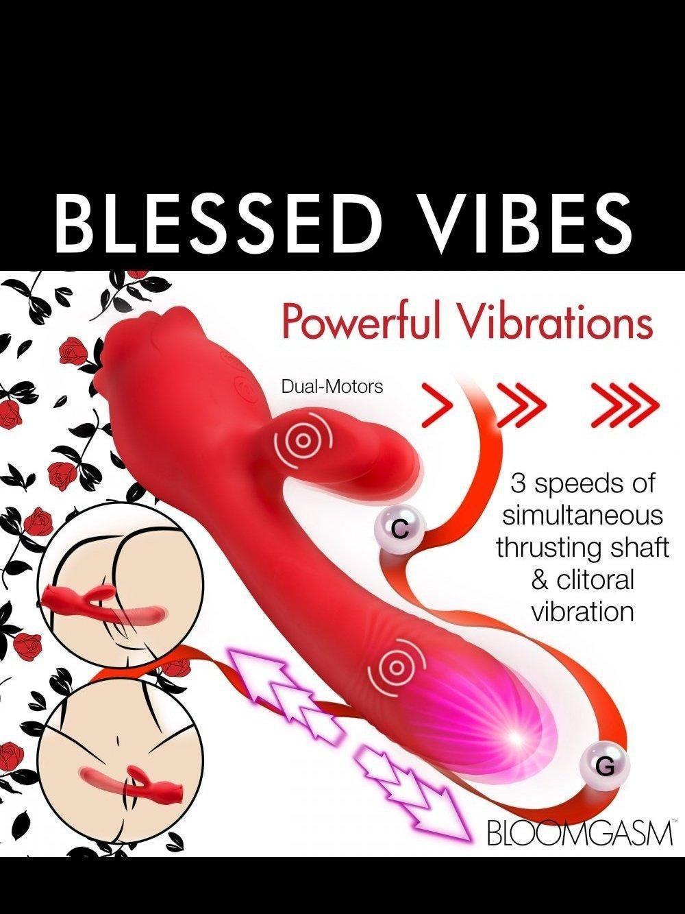 Blooming Bunny Sucking and Thrusting Silicone Rabbit Vibrator - Sex On the Go