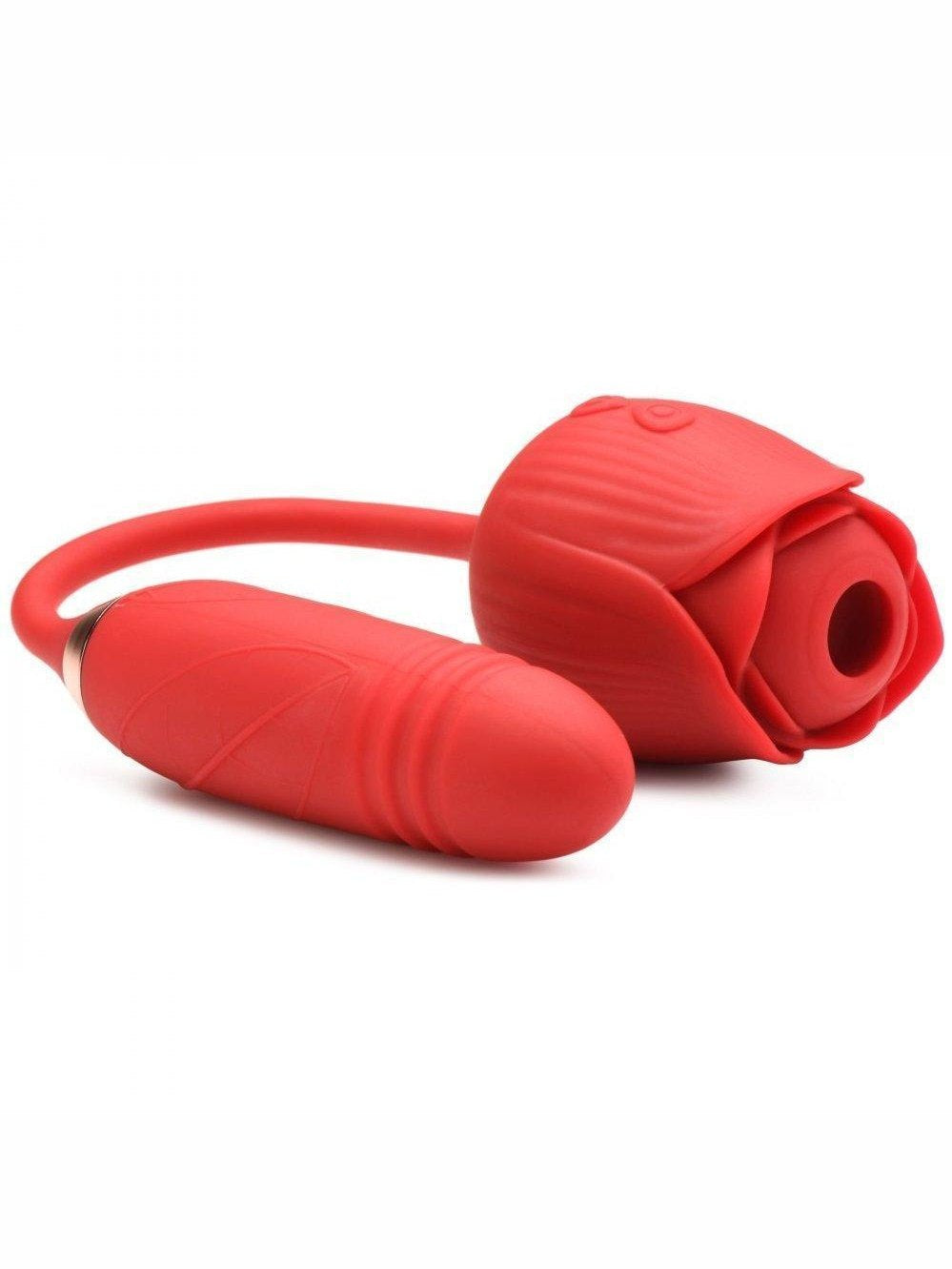 10X Romping Rose Suction and Thrusting Vibrator - Sex On the Go