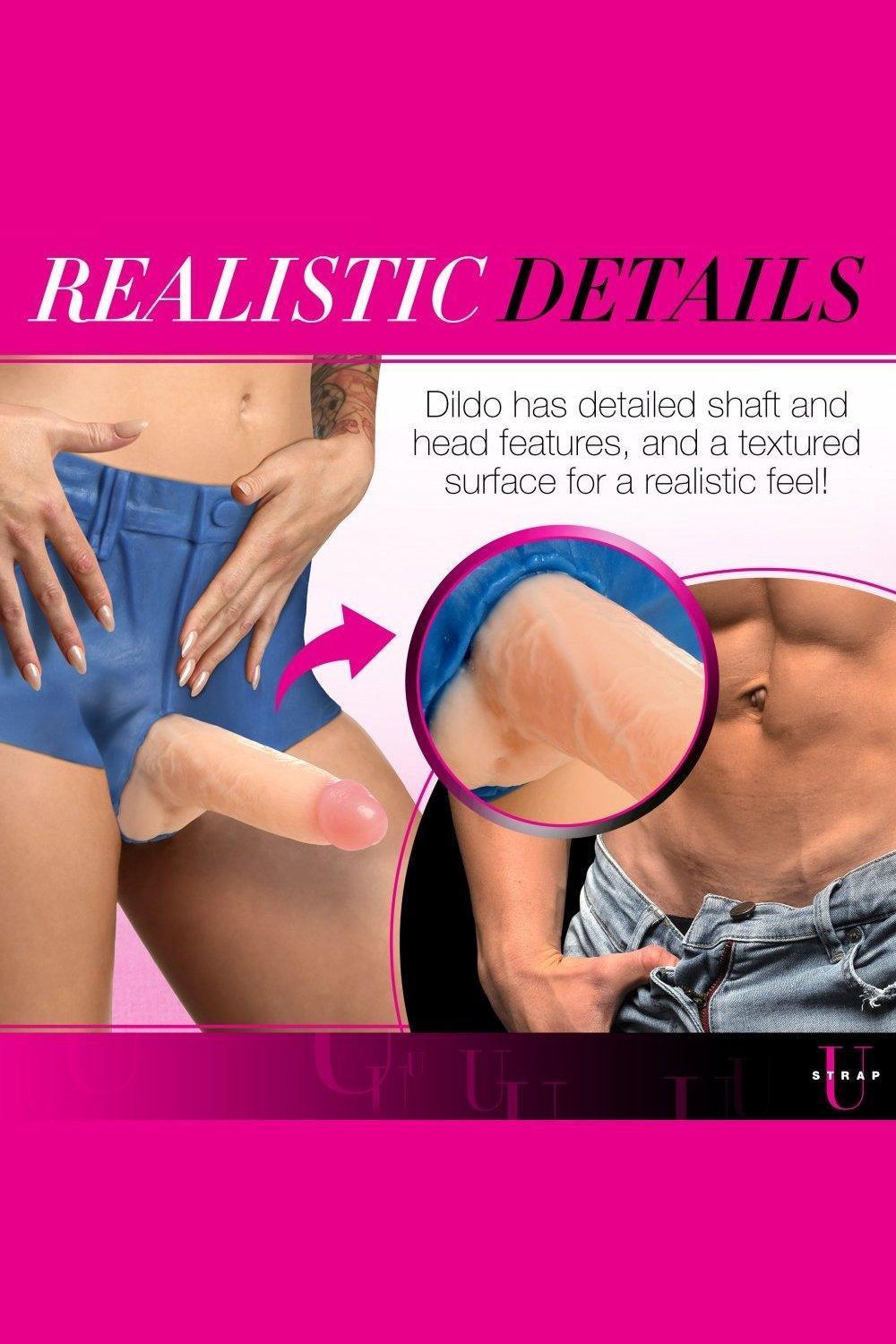 Booty Shorts 6 Inch Dildo Silicone Strap On Harness - Small - Sex On the Go