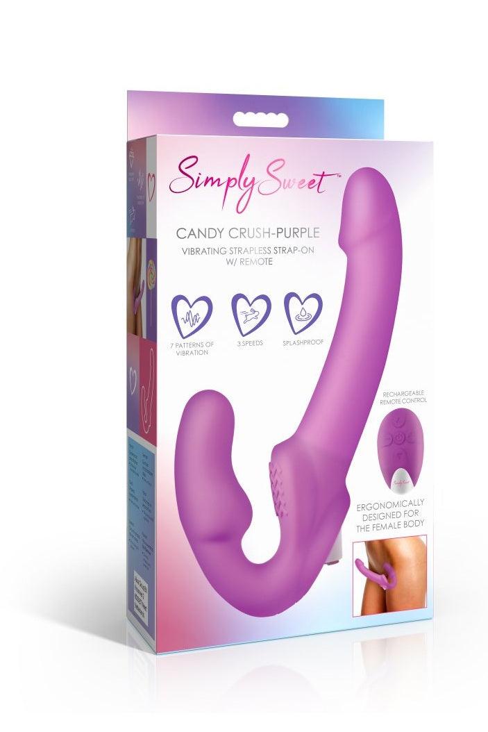 Candy Crush - Purple Vibrating Strapless Strap-On w/ Remote - Sex On the Go