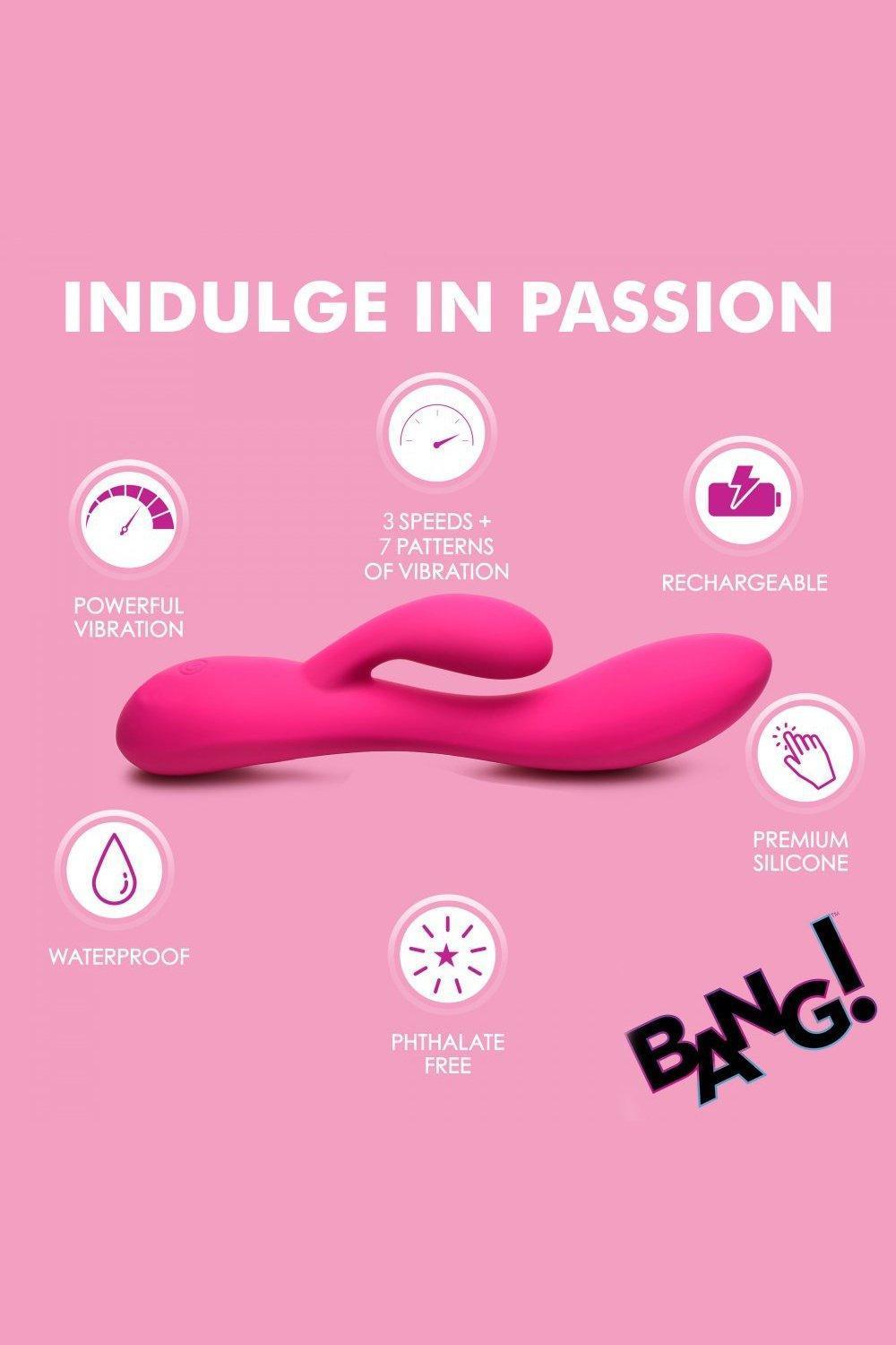 10X Flexible Silicone Rabbit Vibrator - Purple or Pink - Sex On the Go