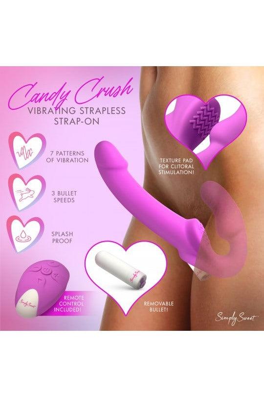 Candy Crush - Purple Vibrating Strapless Strap-On w/ Remote - Sex On the Go