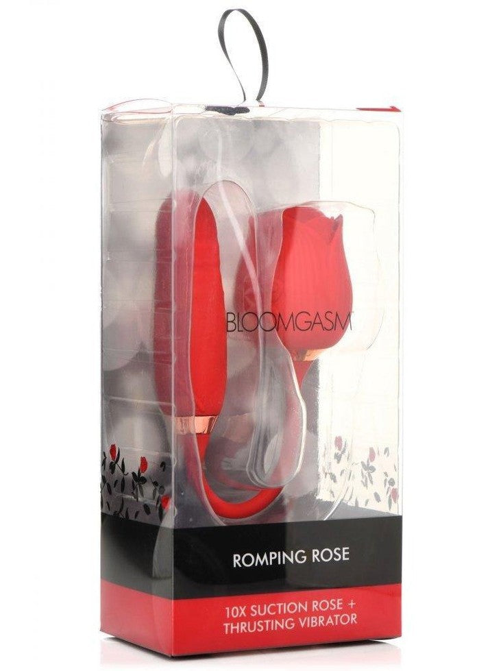 10X Romping Rose Suction and Thrusting Vibrator - Sex On the Go