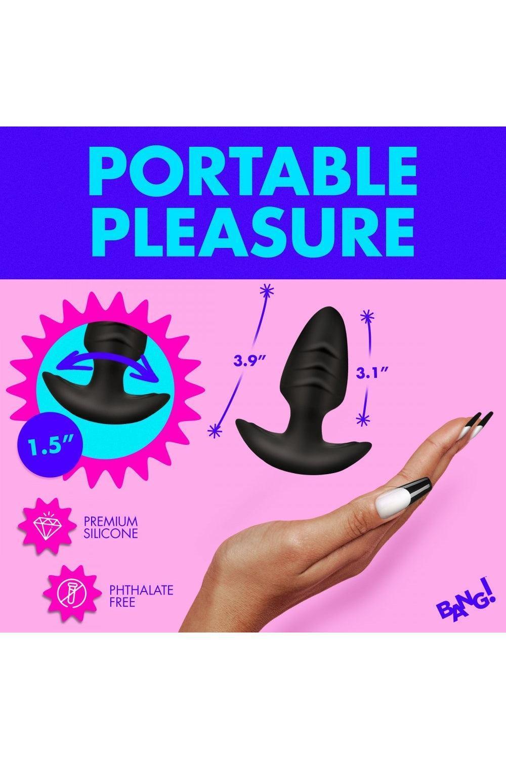 Rotating and Vibrating Silicone Butt Plug - Black - Sex On the Go