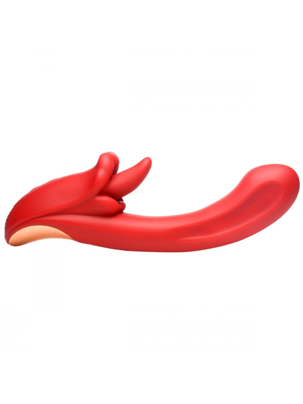 Red silicone product on a white background