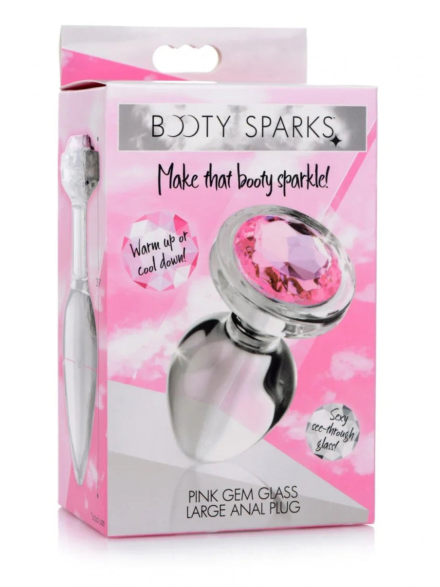 Pink packaging of a 'Booty Sparks' product with an anal plug on a white background