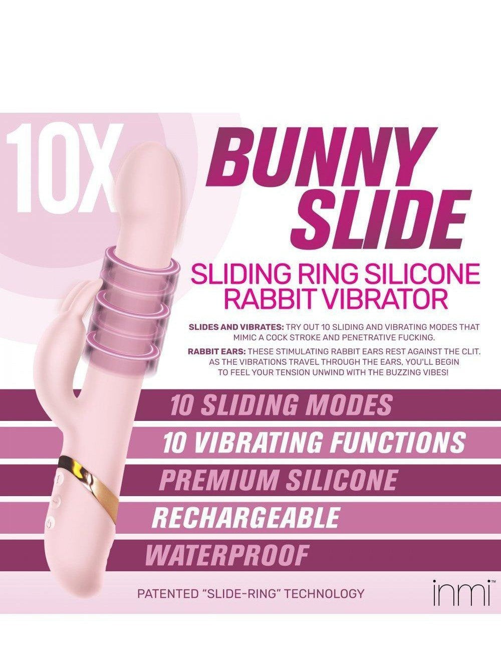 10X Bunny Slide Ring Silicone Vibrator - Sex On the Go
