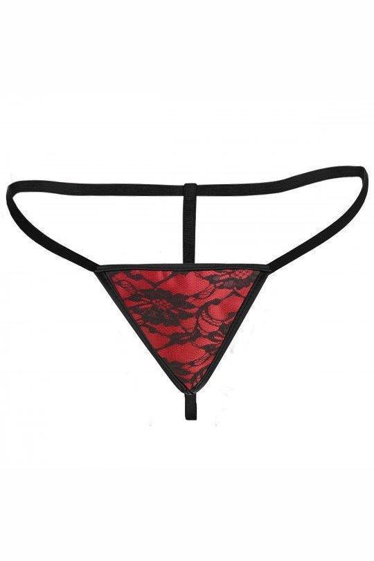Scarlet Seduction Lace-up Corset and Thong -M, L, XL - Sex On the Go