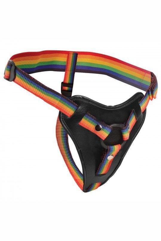 Rainbow Strap On Harness with Silicone O-Rings - Sex On the Go