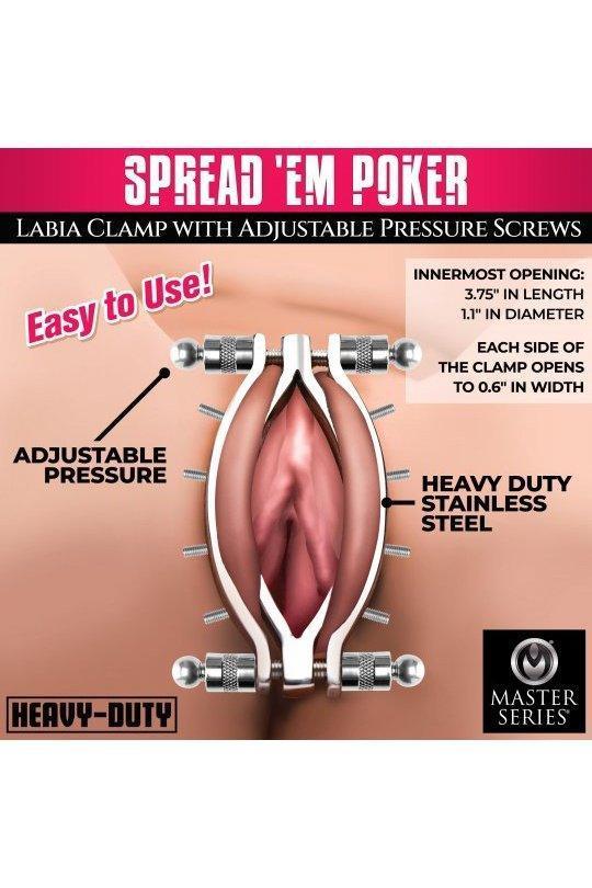 Spread Em Stainless Steel Poker Labia Clamp with Adjustable Pressure Screws - Sex On the Go