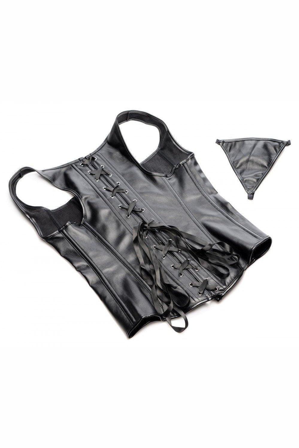 Lace-up Corset and Thong - XLarge - Sex On the Go