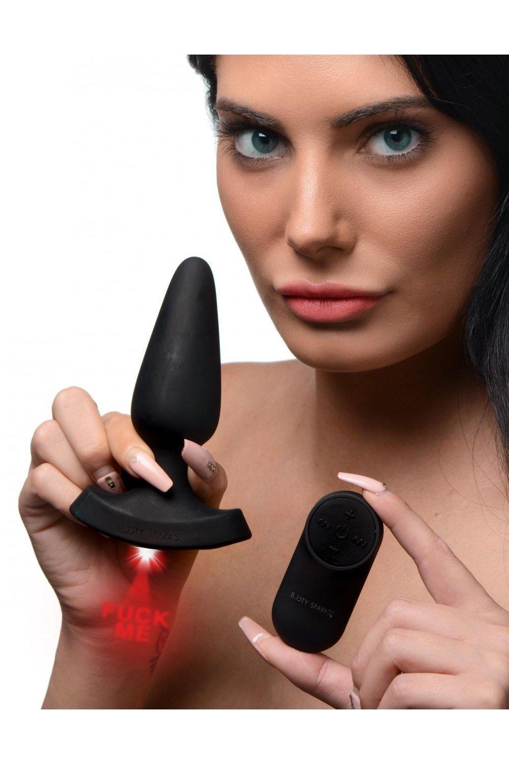 28X Laser Fuck Me Silicone Anal Plug with Remote Control - Small - Sex On the Go