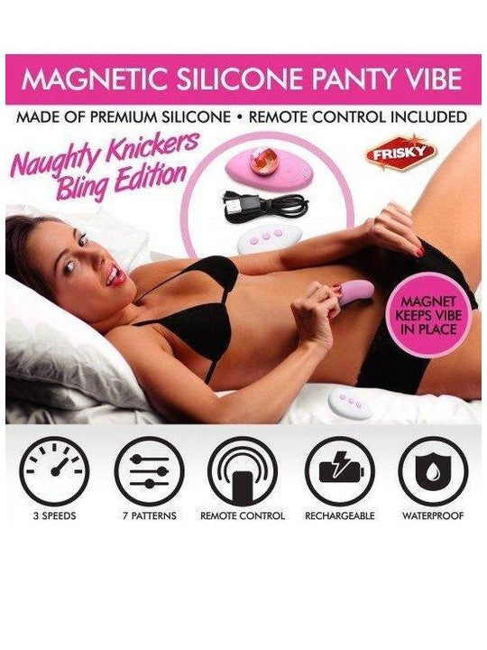 Naughty Knickers Bling Edition Silicone Remote Panty Vibe - Pink - Sex On the Go