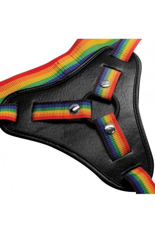Rainbow Strap On Harness with Silicone O-Rings - Sex On the Go