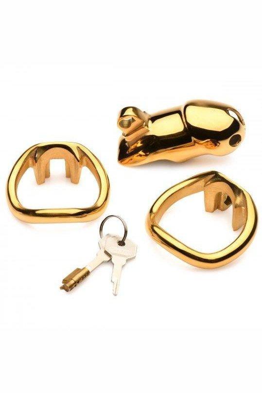 Midas 18K Gold-Plated Locking Chastity Cage - Sex On the Go