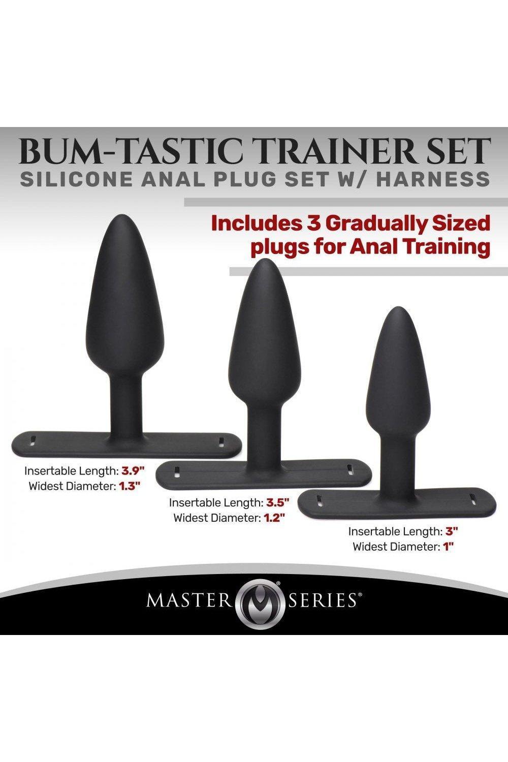 Bum-Tastic Trainer Set Silicone 3 Piece Anal Plug Set with Harness - Sex On the Go