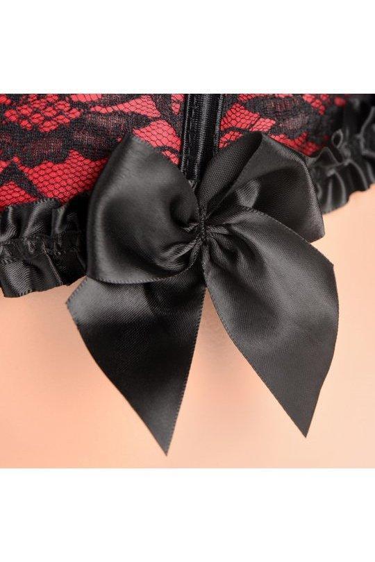 Scarlet Seduction Lace-up Corset and Thong -M, L, XL - Sex On the Go