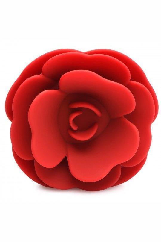 28X Silicone Vibrating Rose Anal Plug with Remote - Small - Sex On the Go