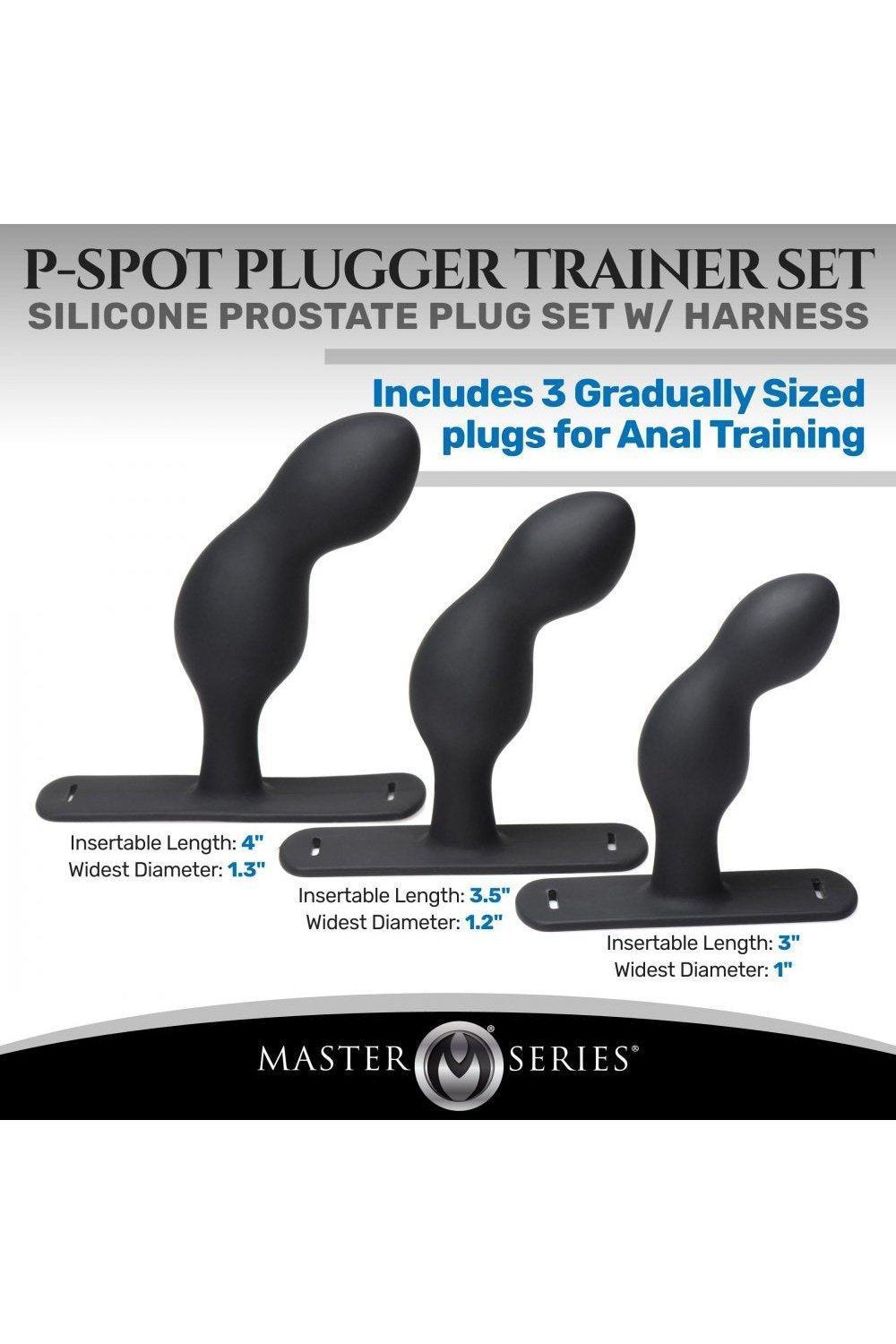 P-Spot Plugger Trainer Set Silicone 3 Piece Prostate Plug Set with Harness - Sex On the Go