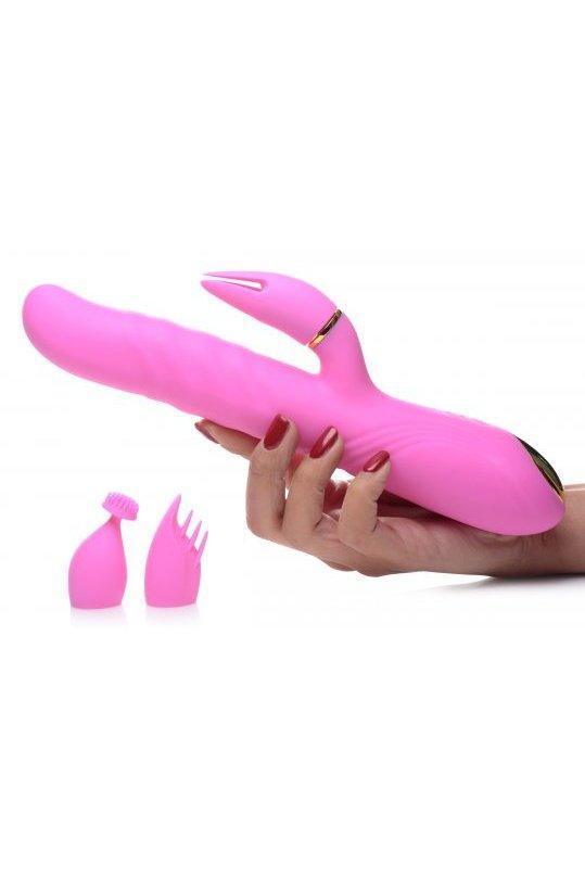 10X Versa-Thrust Vibrating and Thrusting Silicone Rabbit with 3 Attachments - Sex On the Go