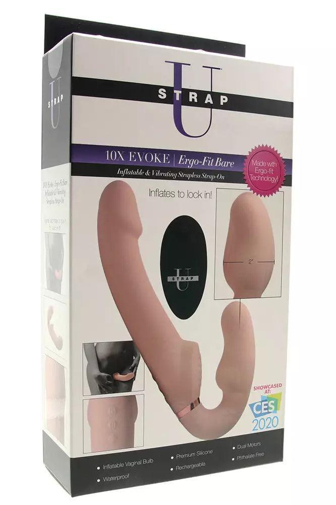 Ergo-Fit Twist Inflatable Vibrating Silicone Strapless Strap-on - Beige - Sex On the Go