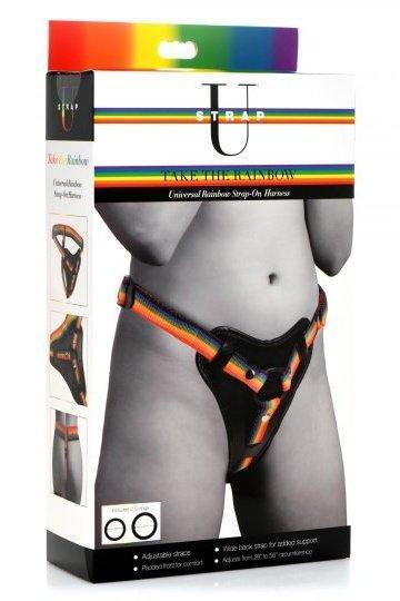 Rainbow Strap On Harness with Silicone O-Rings - Sex On the Go