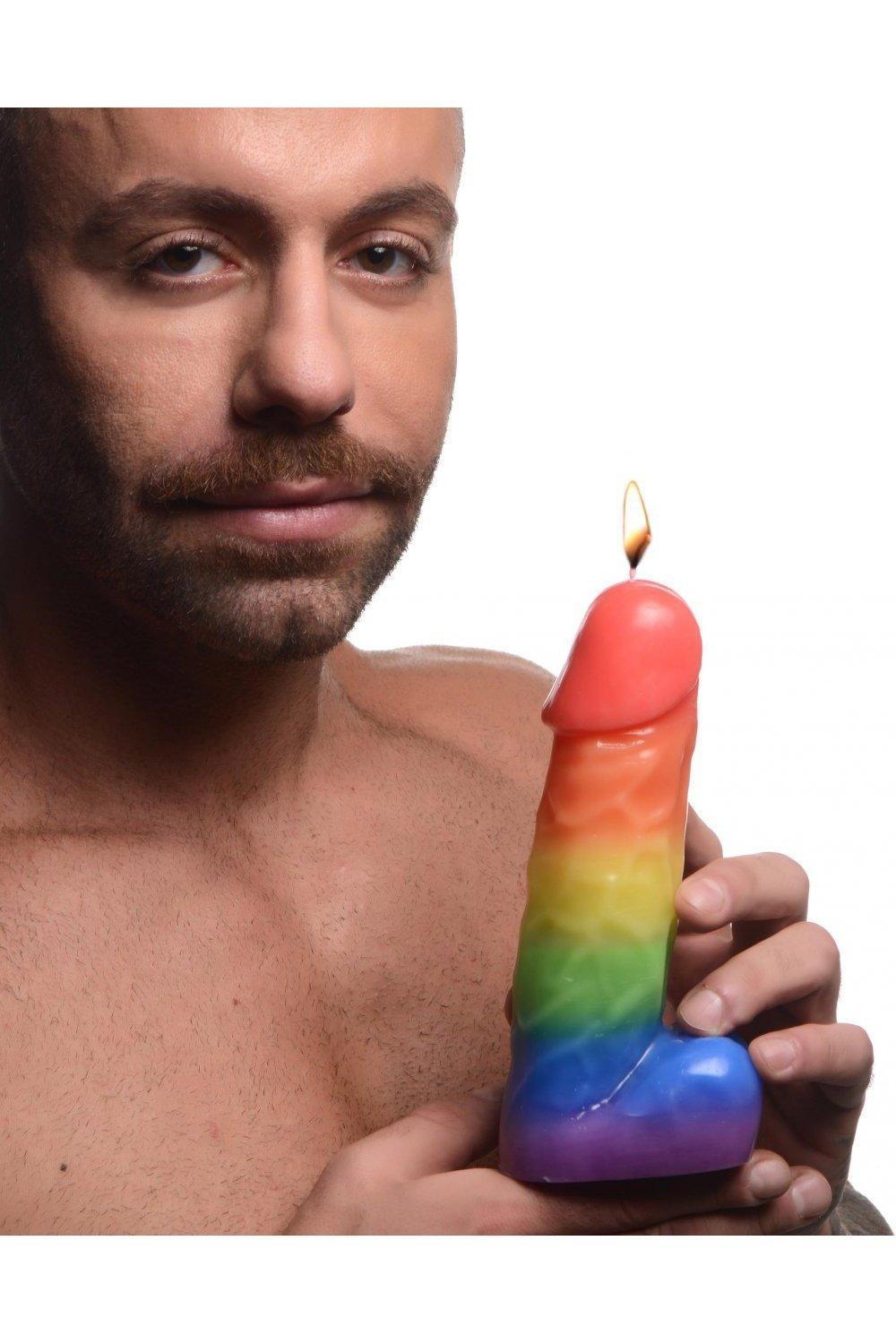 Pride Pecker Dick Drip Candle - Rainbow - Sex On the Go