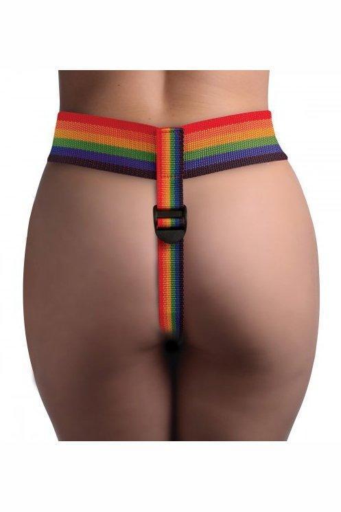 Rainbow Strap On Harness with Silicone O-Rings - Sex On the Go