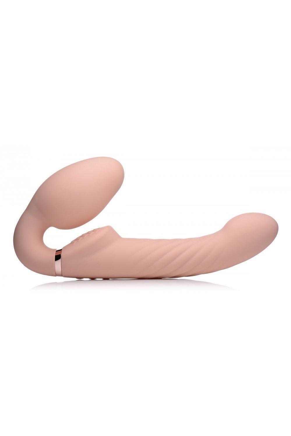 Ergo-Fit Twist Inflatable Vibrating Silicone Strapless Strap-on - Beige - Sex On the Go