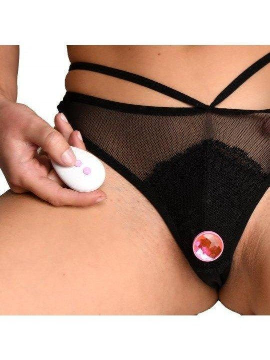 Naughty Knickers Bling Edition Silicone Remote Panty Vibe - Pink - Sex On the Go