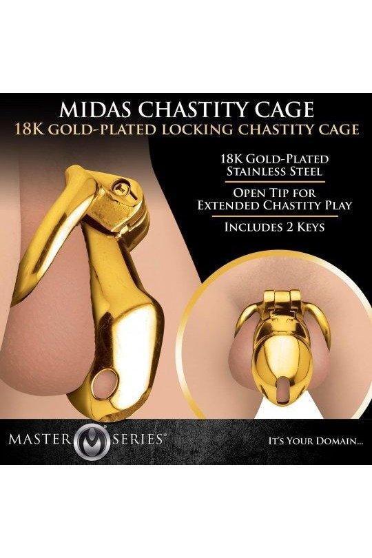 Midas 18K Gold-Plated Locking Chastity Cage - Sex On the Go