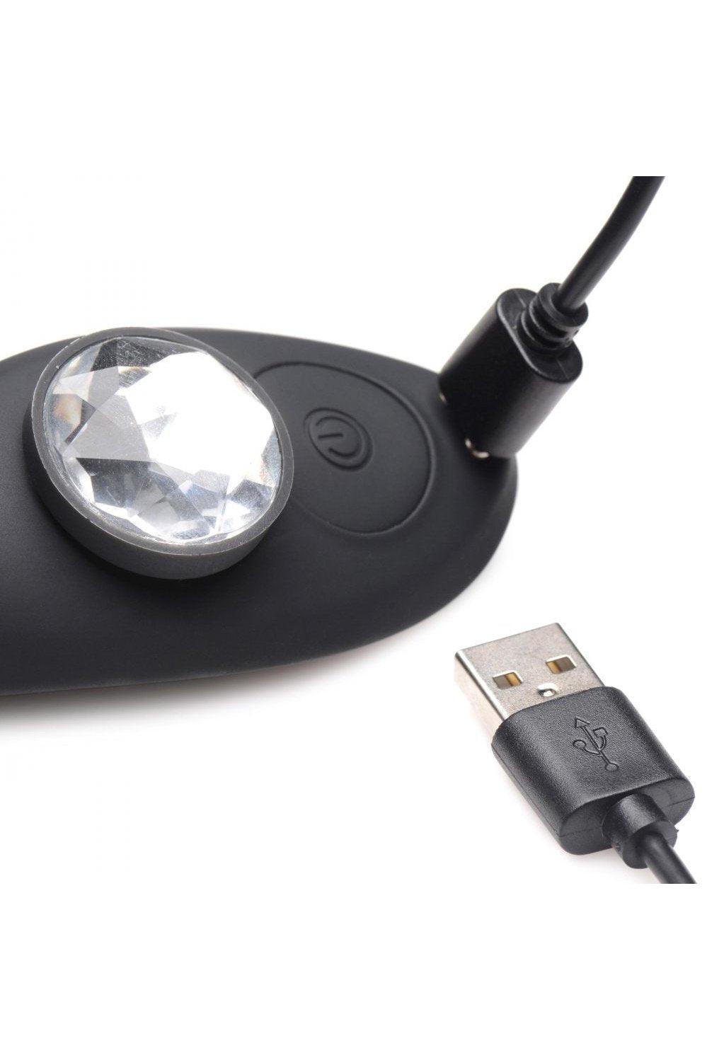 Naughty Knickers Bling Edition Silicone Remote Panty Vibe - Black - Sex On the Go
