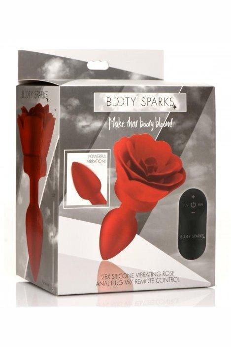 28X Silicone Vibrating Rose Anal Plug with Remote - Small - Sex On the Go