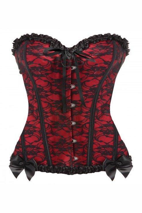 Scarlet Seduction Lace-up Corset and Thong -M, L, XL - Sex On the Go