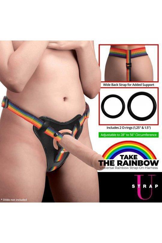 Rainbow Strap On Harness with Silicone O-Rings - Sex On the Go