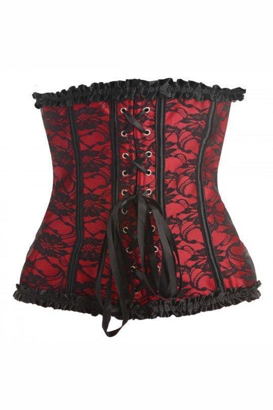 Scarlet Seduction Lace-up Corset and Thong -M, L, XL - Sex On the Go
